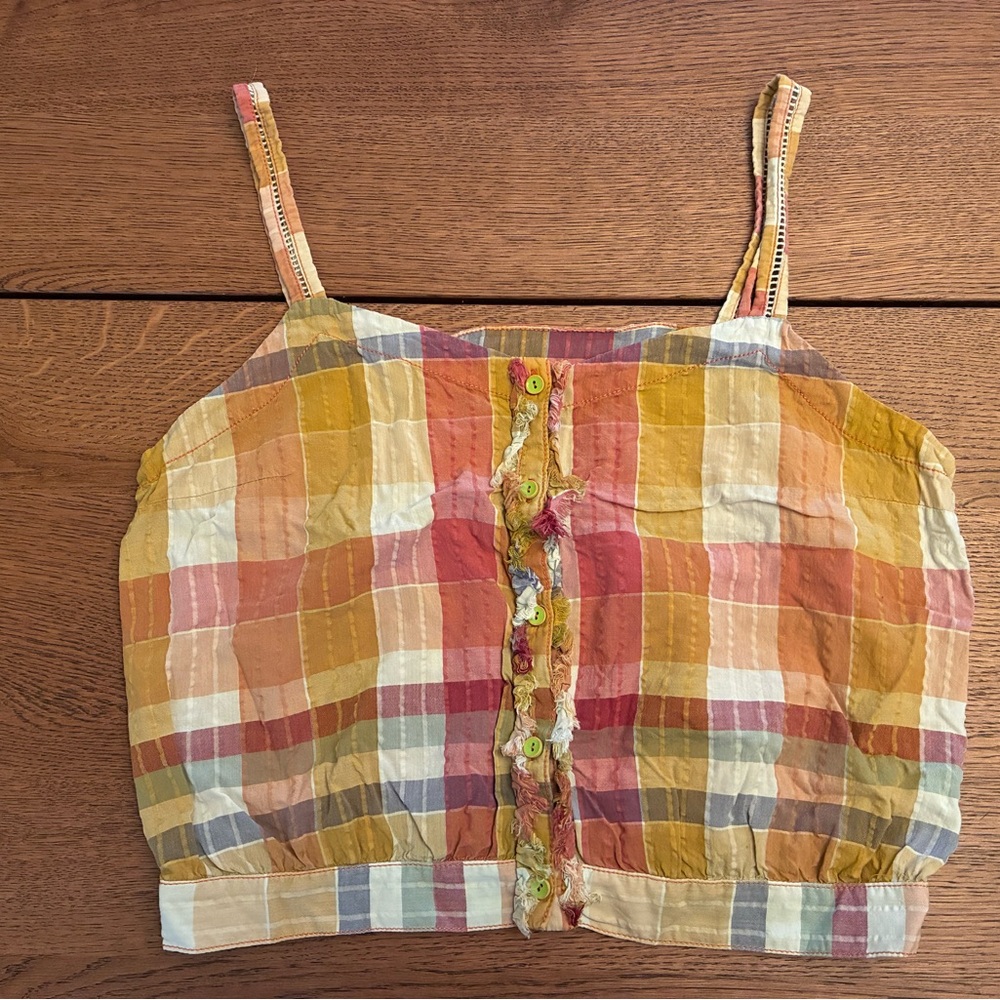 Pilcro Madras Plaid Cropped Tank Top from Anthropologie, US Size 12